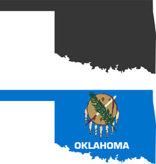 Oklahoma state of USA. Oklahoma flag and territory. States of America territory on white background. Separate states. Vector illustration