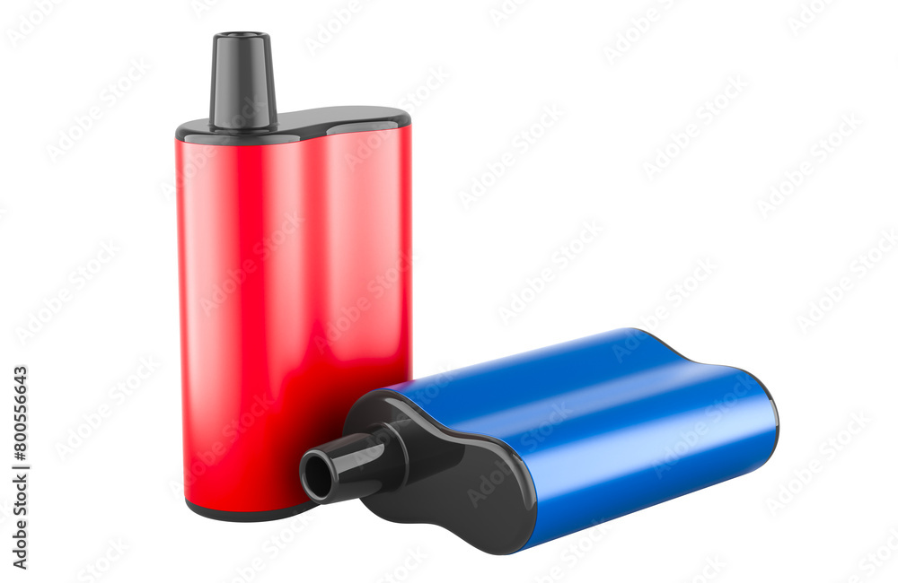 Poster disposable electronic cigarette with recharging. 3d rendering isolated on transparent background