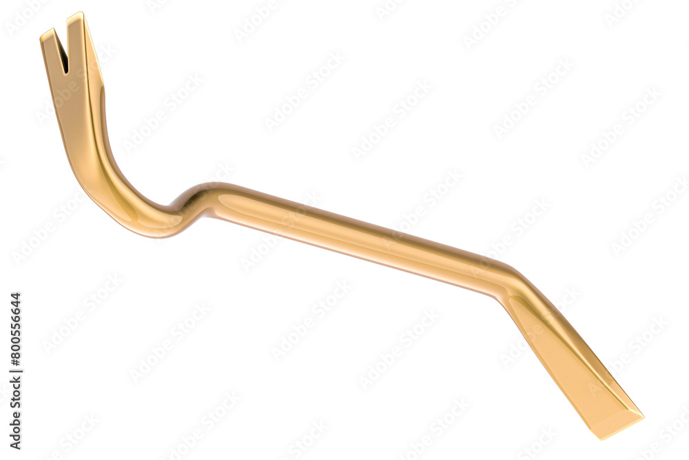 Poster golden crowbar, 3d rendering isolated on transparent background