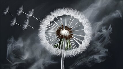 A dandelion with the words  dandelion  on the bottom. - Powered by Adobe