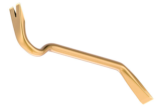 Golden Crowbar, 3D rendering isolated on transparent background