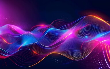 Abstract background with colorful glowing light lines on a black background, digital art, 3D rendering, illustration design for technology and science concepts Vector illustration in the style