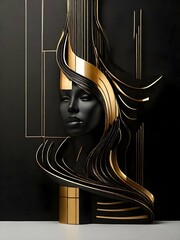 Statue Of A Women's Face, Modern Art Statue, 
