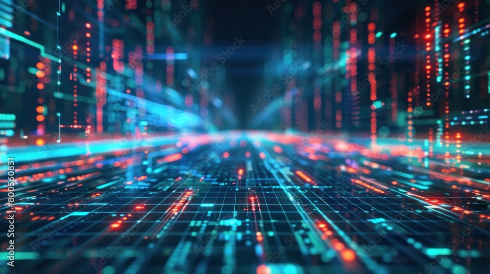 Poster technology grid blockchain light background