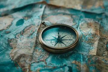 A compass amidst a sea of maps, representing the direction and vision that true leadership provides 