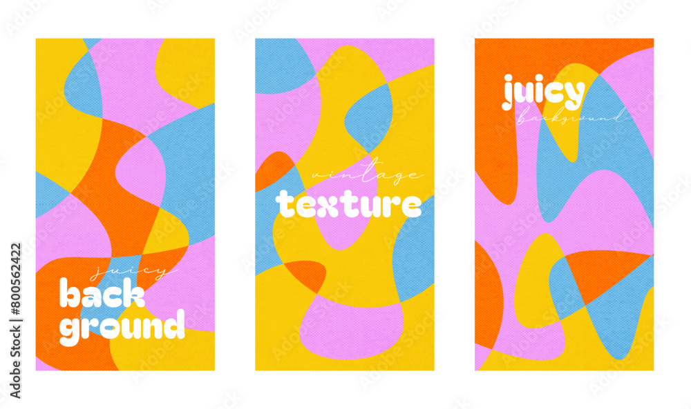 Poster simple vintage concept of summer bright and juicy backgrounds set. retro geometric abstract art desi