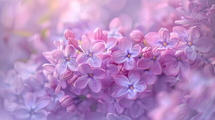 Fototapeta na wymiar A beautiful macro image of delicate spring lilac violet flowers
