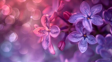 A beautiful macro image of delicate spring lilac violet flowers