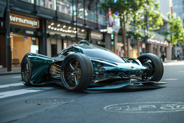 A conceptual sports car with a lightweight aerodynamic frame and electric propulsion 