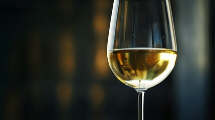 close up white Wine in a Glass, day