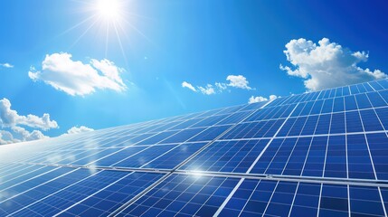 solar panels on a big energy plant set on green fields