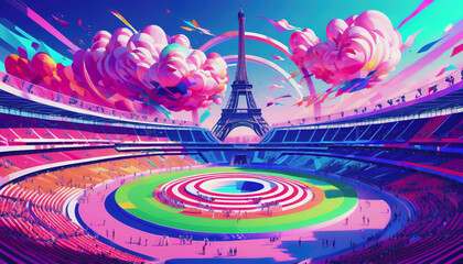 eiffel tower city olympic games in Paris