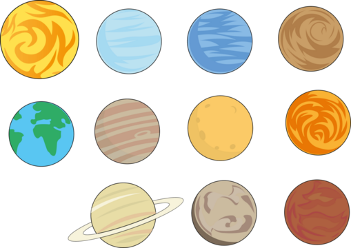 Set of Solar system planets icons. set of icons in the shape of the planets of the solar system