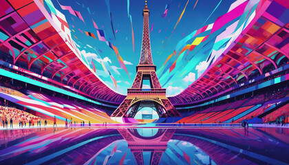 eiffel tower city olympic games in Paris