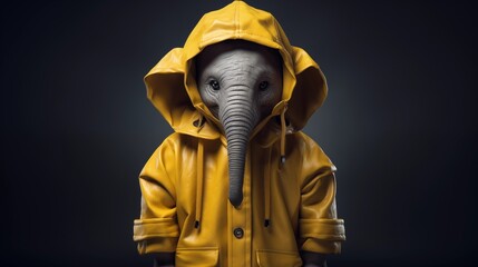 Elephant in a Yellow Raincoat.