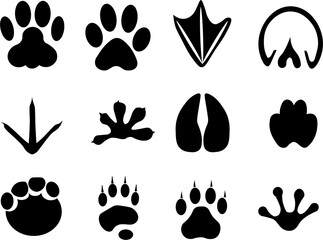 icon set of animal tracks. animal tracks as icons