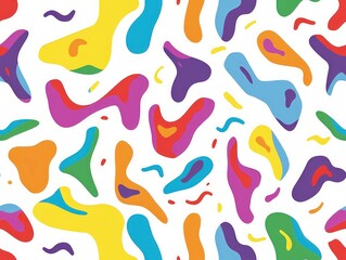 abstract surface pattern with organic fluid camouflage shapes and vivid colors on a white background