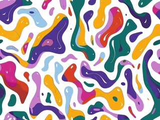 abstract surface pattern with organic fluid camouflage shapes and vivid colors on a white background