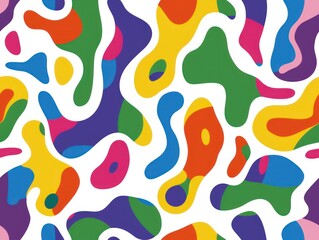 abstract surface pattern with organic fluid camouflage shapes and vivid colors on a white background