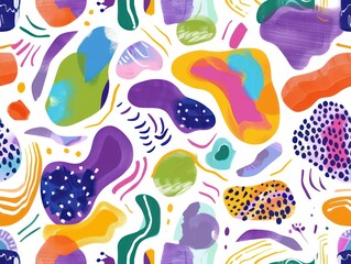 abstract surface pattern with organic fluid camouflage shapes and vivid colors on a white background