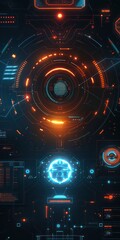 geometric fitness glowing graphics in head-up display with a black background