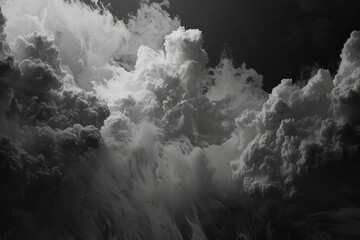billowing smoke plumes on black abstract fluid motion