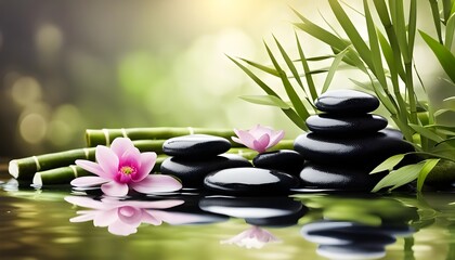Zen stones, velvet sand and lotus flower on pink background witn copy space, wellness and harmony, massage and bodycare, spa and wellness concept	