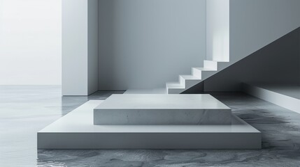 Fototapeta premium 3d rendering of an empty room with a podium in the center.