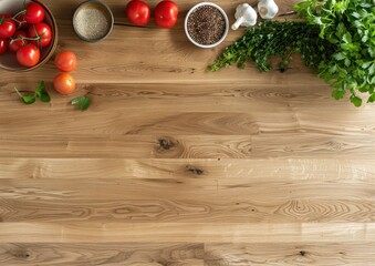 oak worktop table in top down view, realistic and natural