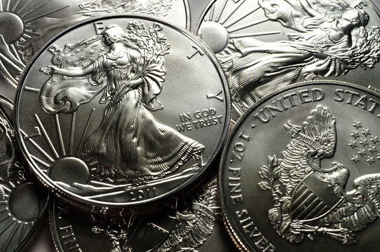 two U.S. Silver Eagle coins