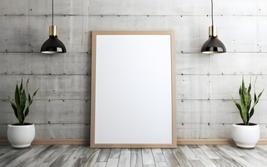 blank poster on the white wall and the floor, wallpapers, stock photos, mockups	