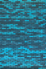 Blue Brick wall. Construction abstract background.