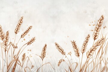 Naklejka premium Watercolor illustration of wheat with a beige color palette on a white background Generative AI