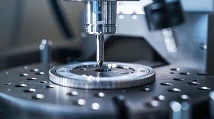 Close-up image of advanced precision machinery at work, denoting accuracy and modern industrial methods