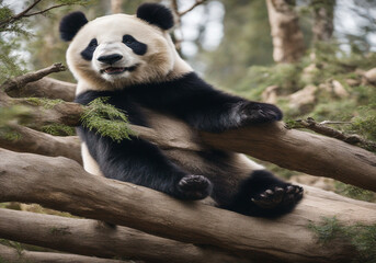 Fototapeta premium panda eating bamboo