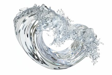 crystal clear water splash liquid wave clip art 3d rendering isolated on white