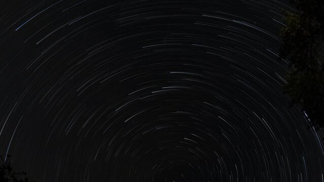 star trails shot on action camera,European sky night panorama time lapse	