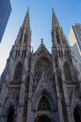 St. Patrick Cathedral in New York City seen from the street across. The Cathedral is built between...