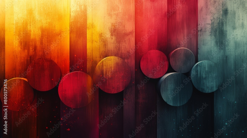Poster colorful abstract wooden background with overlapping circles