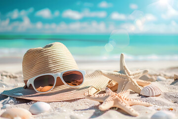 Creative trendy summertime banner mockup. Summer shopping sales and vacation concept.