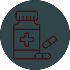 Antibiotic Grey Red Line Circle Icon Line Circle Icon