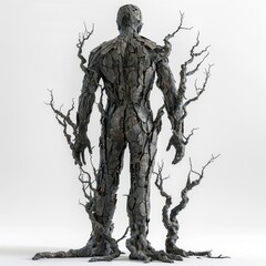 Fototapeta premium a sculpture of a man standing next to a tree