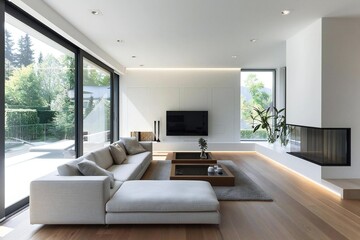 Naklejka na ściany i meble Modern apartment interior design in cozy indoor home