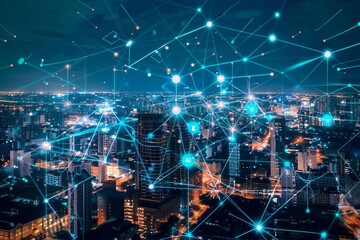 Global networking generation: AI computing code background view