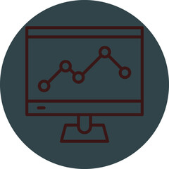 Data Insight Grey Red Line Circle Icon Line Circle Icon