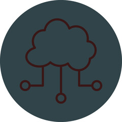 Cloud Based Architecture Grey Red Line Circle Icon Line Circle Icon