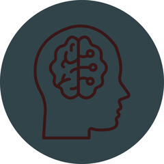 Artificial Consciousness Grey Red Line Circle Icon Line Circle Icon