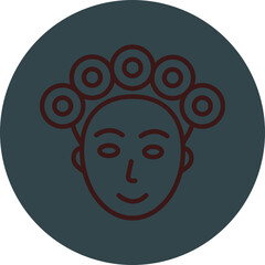 Hair Curler Grey Red Line Circle Icon Line Circle Icon