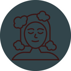 Hair Wash Grey Red Line Circle Icon Line Circle Icon