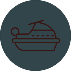 Jet Ski Grey Red Line Circle Icon Line Circle Icon